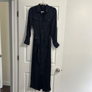 Madewell Black Buttoned Long Sleeve Shirt Dress